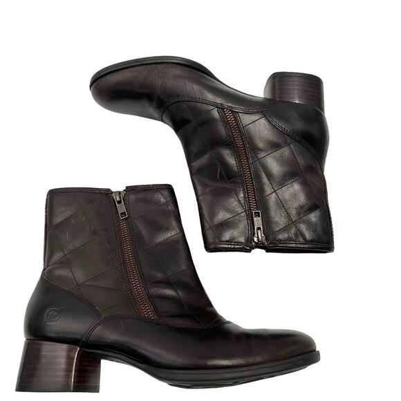 BORN Quilted Brown Minna Brown Leather Ankle Flannel Lining Women's Size 7 - Picture 1 of 10